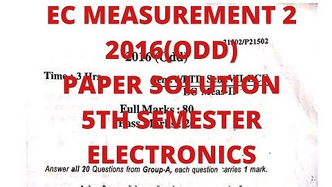 EC Measurement 2 2016(Odd) Paper Solution || 5th Semester