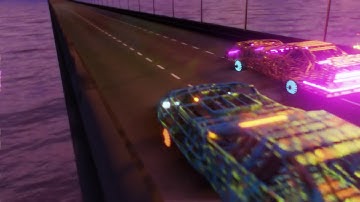 Synthwave 80s car chase animation (Eevee Blender)