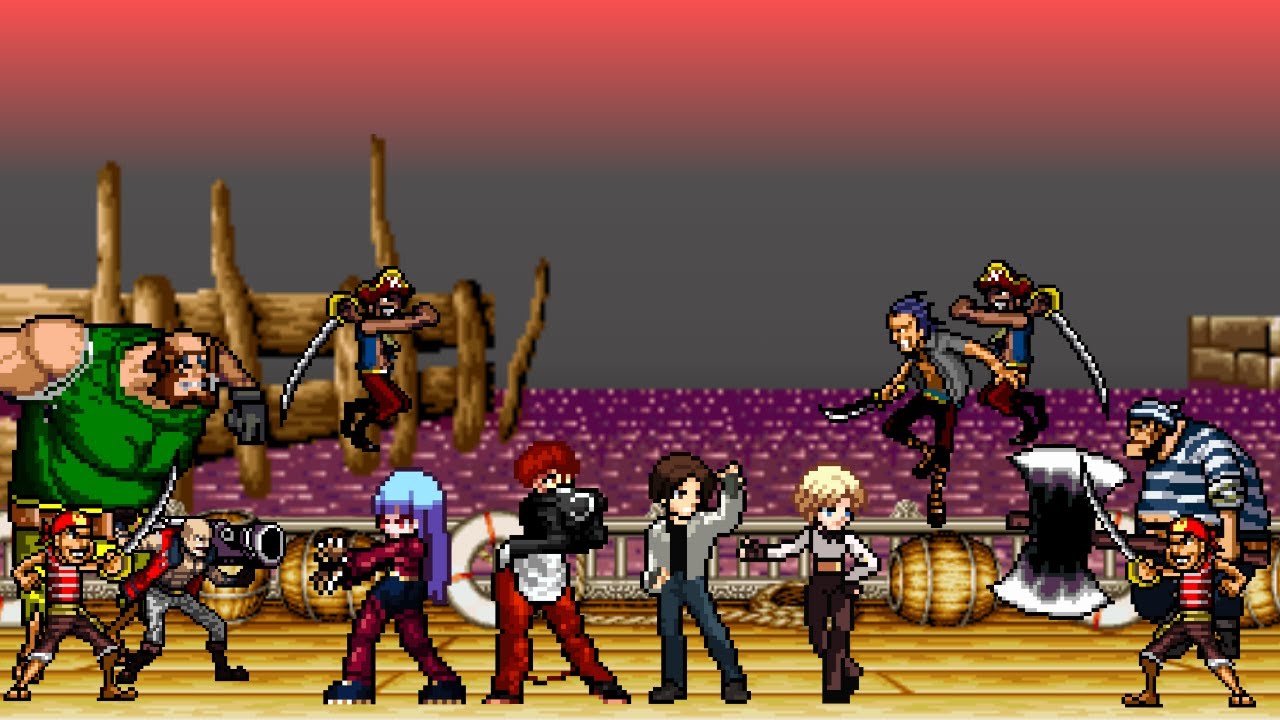 Kula,King,Iori,Kyo vs Pirates