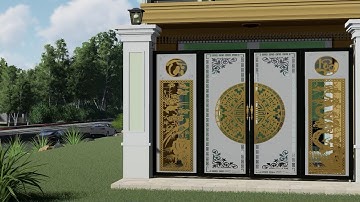 cửa 4 cánh cnc mẫu tài lộc