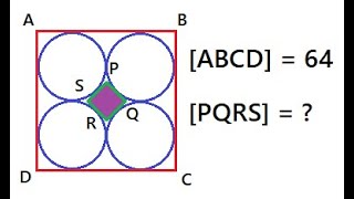 Area Square inscribed in between 4 identical or congruent circles | NMTC | PRMO | RMO Mental Ability