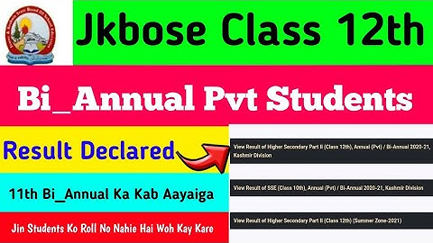 Big Update | Class 12th Bi_Annual Pvt Students | Result Declared | Kashmir Division | How To Check