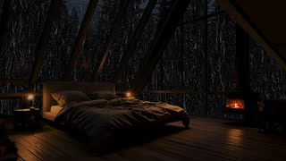 Cozy Bedroom Ambience  Fireplace Cracklings  Heavy Rainfall Sounds for Deep Sleep