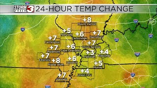 Temperatures up several degrees in 24 hours