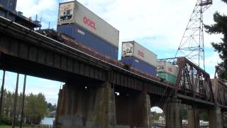 Southbound stack train over Bridge 6.3, Seattle, 10-08-2010