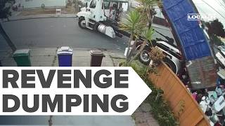 Trash feud turns ugly as dumpster company dumps garbage in customer's yard