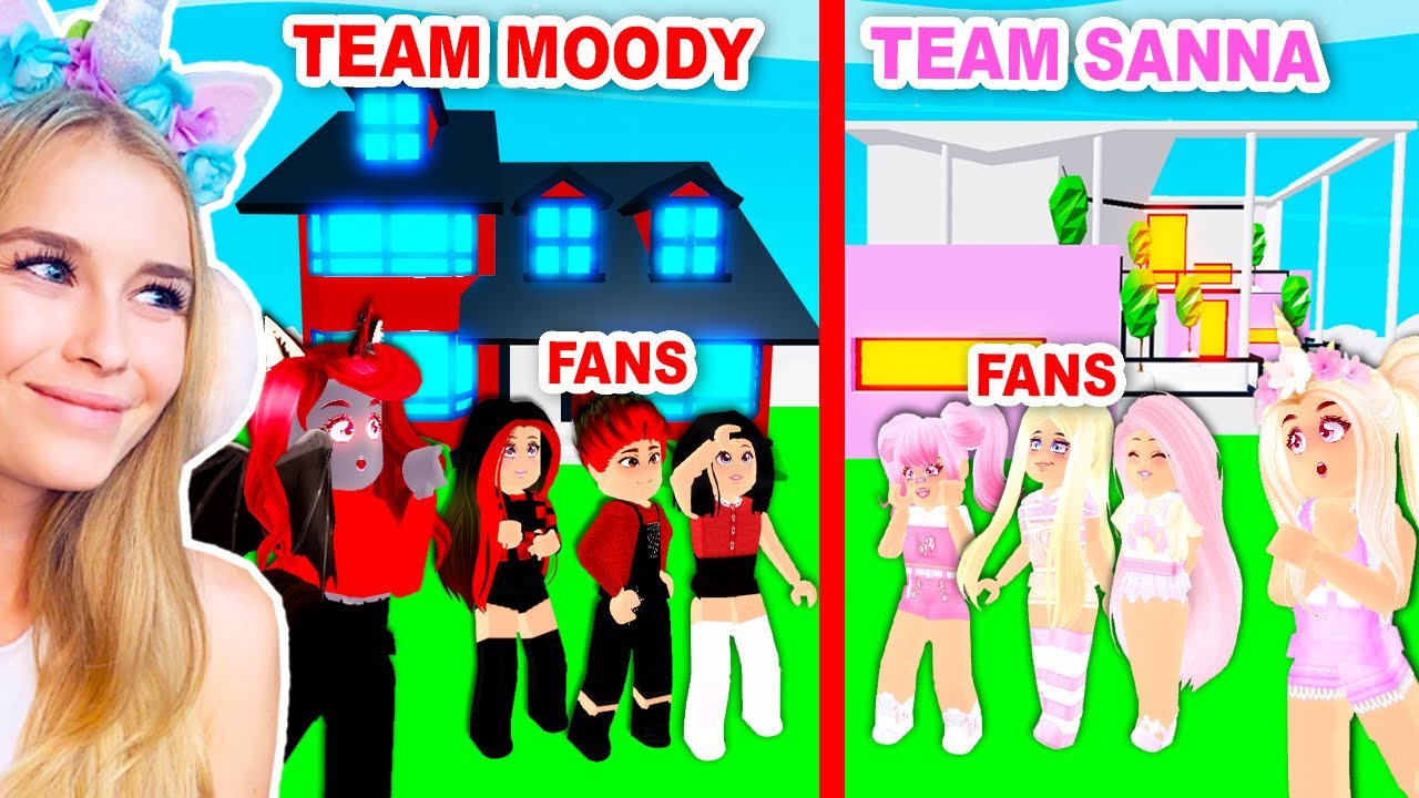 Sanna Fans Vs Moody Fans Build Challenge In Adopt Me Roblox Youtube