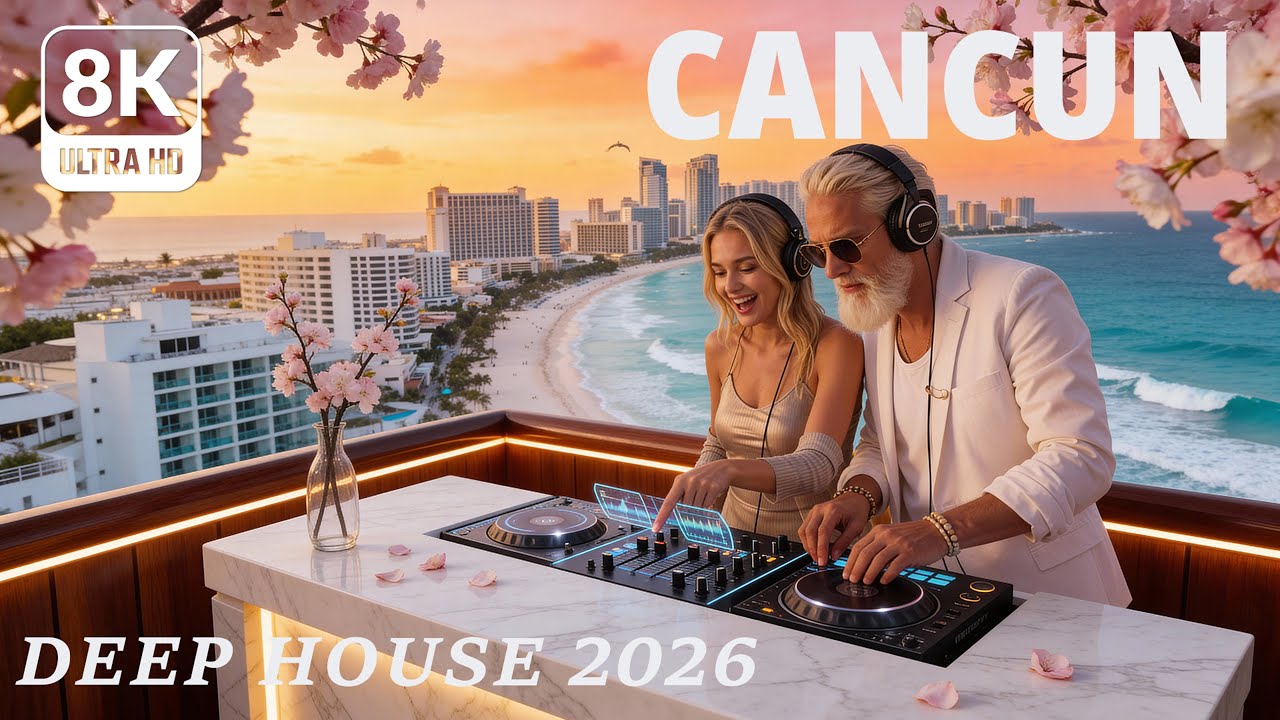[8K] Канкун 🌴 Тропический дип-хаус 2026 | Летняя атмосфера Юкатана