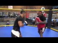 Kevin lee  padwork with trainer dewey cooper