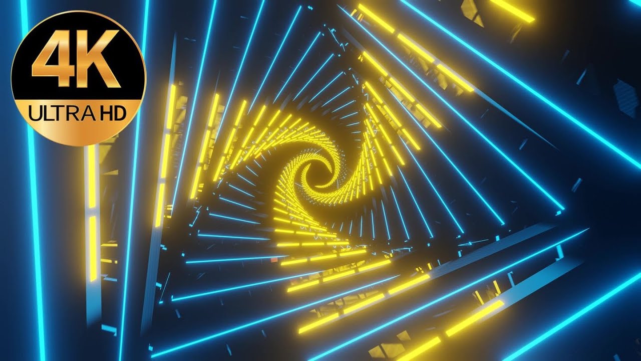 10 Hour 4k TV Rotating screensaver triangle metallic Neon tunnel ...