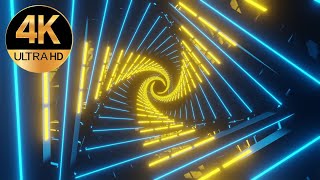 10 Hour 4k TV Rotating screensaver triangle metallic Neon tunnel Abstract background video loop