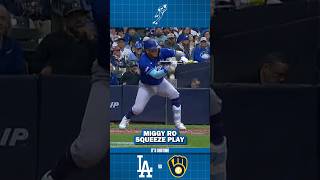 Miguel Rojas Perfect Squeeze Play Drives In Run