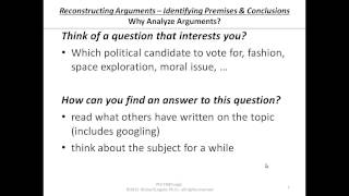 Logic 01-2-01-02 Identifying Premises and Conclusions - Why Analyze Arguments?