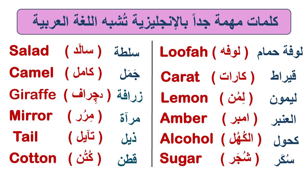 ( 8 ) احفظ بسهرلة اهم كلمات إنجليزية تشبة اللغة العربية مهمة جداً جداً ‼️