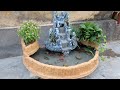 Creative Ideas With Cement - Build Fountain Aquarium Combined Miniature Landscape For Your Garden