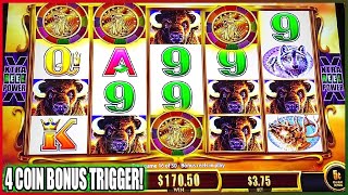 4 COIN TRIGGER BONUS! OVER 30 SPINS BUFFALO GOLD REVOLUTION SLOT MACHINE