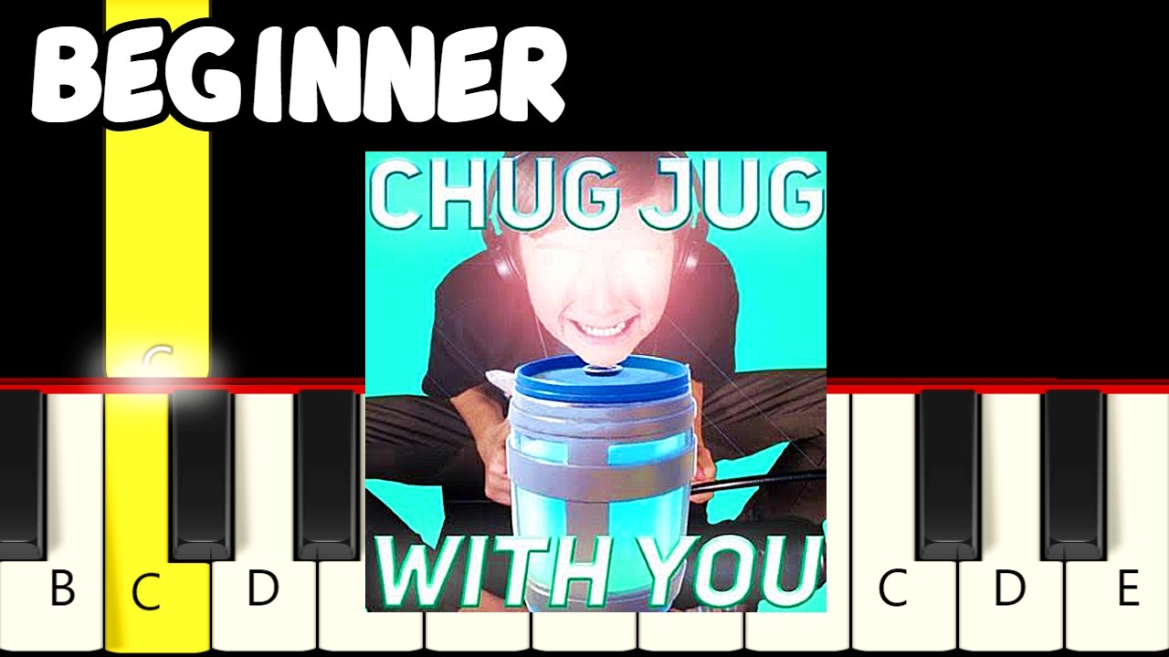 Chug Jug With You (Fortnite Song) - Fast and Slow (Easy) Piano Tutorial (Melody only) - Beginner