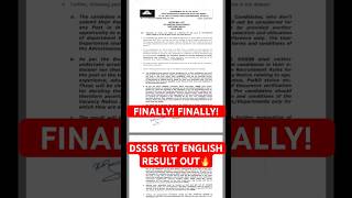 🔥🔥 DSSSB TGT ENGLISH RESULT OUT / बाक़ी TGT RESULTS 🔜