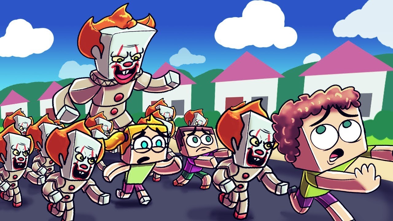 it the movie spoiler Minecraft | PENNYWISE CREATES A HORDE OF CLOWNS! (IT Army vs Kid Army)