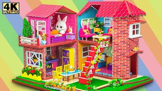 Build Amazing Two Floor Rabbit Villa with Four Rooms from Cardboard ❤️ DIY Miniature Cardboard 195