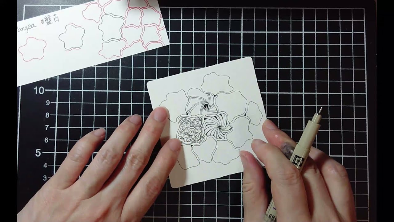 Zentangle pattern Pangea with variation 禪繞畫 圖樣 