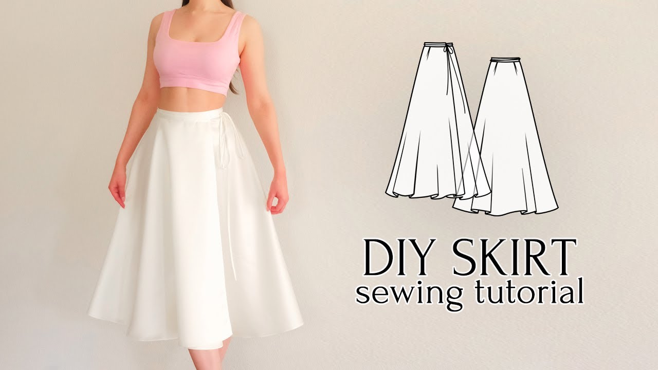 DIY Adjustable Midi Wrap Skirt + Sewing Pattern - YouTube