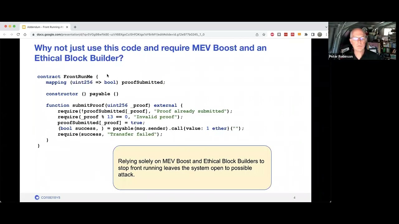 Front Running Attack Protection: Addendum - YouTube