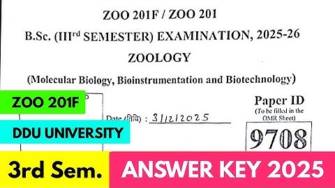 Zoology 201F Answer Key 2025 3rd Semester | ZOO 201 Answer Key 3rd Semester 2025