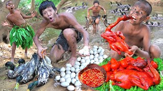 Primitive Technology - Wow! New Cook Recipes - Cooking Egg & Duck Eating