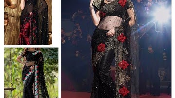 Beautiful Black Net Saree Ideas | Latest Party Wear Saree Collection Black Net Saree Design