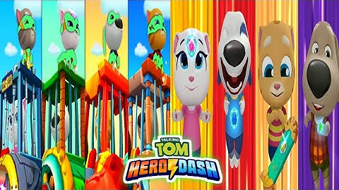 Talking Tom Hero Dash : All Heroes Light Green Colour Suit -- Saving All Charcter Heroes - Gameplay