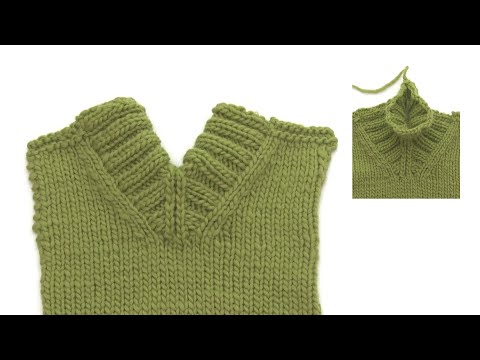 How to work a double knitted V-neck with knit 2 / purl 2
