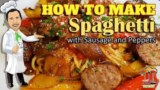 Spaghetti with Sausage and Peppers Recipe- Ya'Eat Cooking Channel.