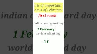 important day of February (first week ) #shorts #gk #ssc #upsc #youtubeshorts