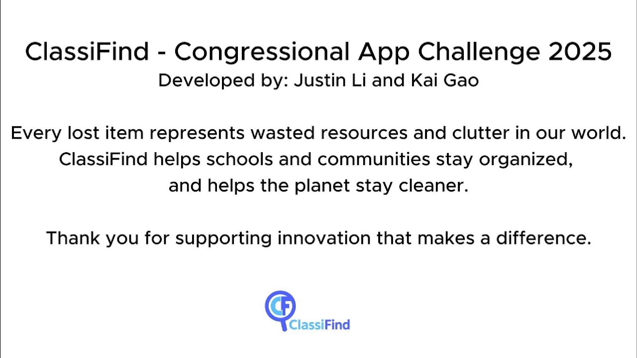 ClassiFind - Congressional App Challenge 2025 - YouTube