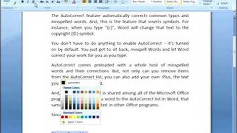 Word 2007 - AutoCorrect