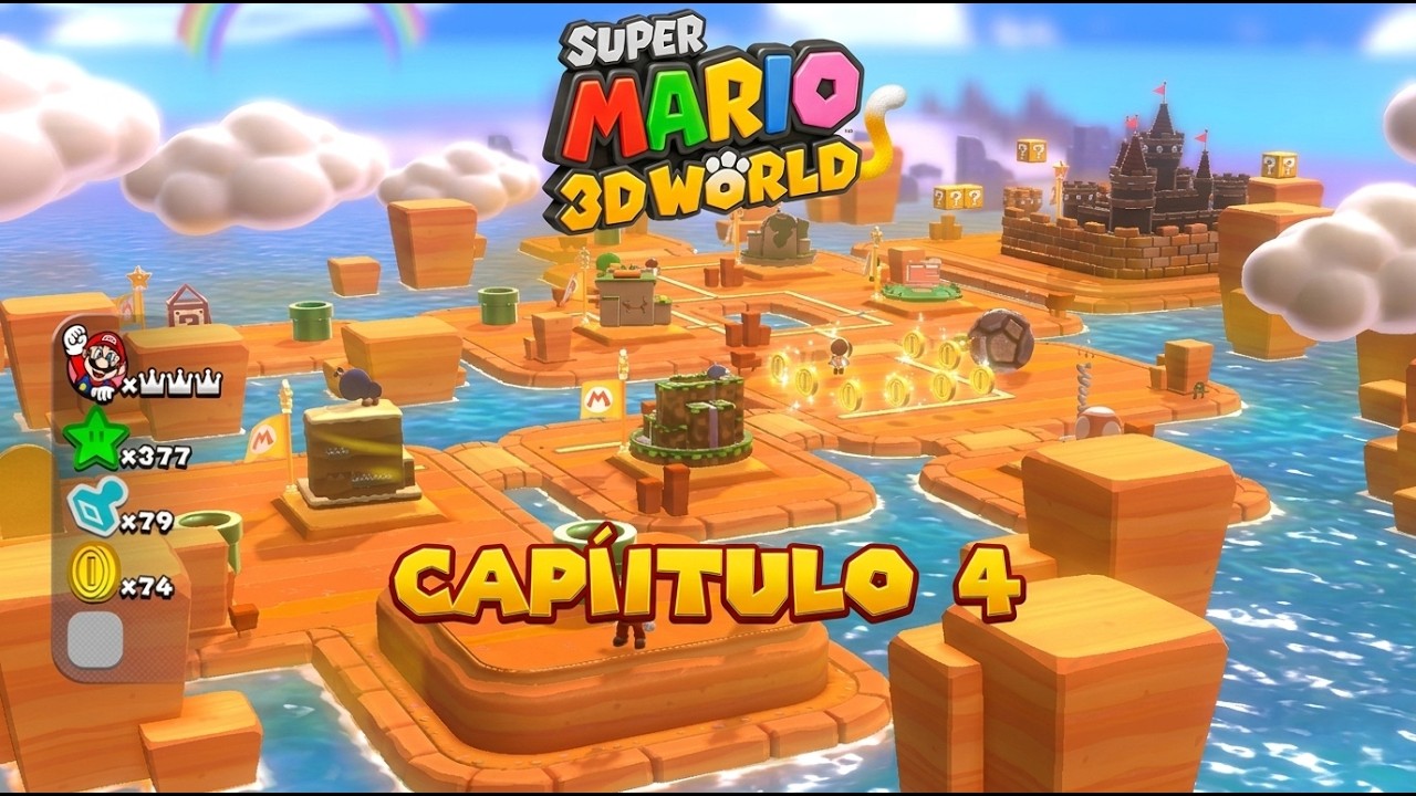 Super Mario 3D World Mundo 4 COMPLETO ⭐ Nuevos retos y jefe brutal | Gameplay Español
