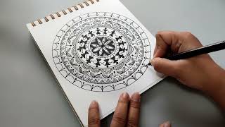 Step By Step Warli Art For Beginners Mandala Warli Art Tribal Art Drawing Tutorial