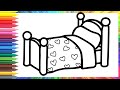 Cómo dibujar una cama para niños/How to draw a bed for children/Cara menggambar tempat tidur