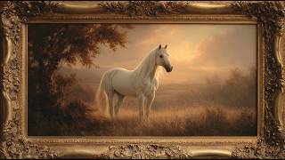 White Horse at Sunset • Vintage Art Screensaver (4K) • Classical Oil Painting in Gold Frame (3 h) screenshot 3