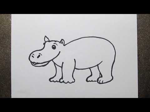 How to Drawing a Huge Hippo for Kids | Hippo Drawing Easy | Simple Drawing Tutorial Step by Steps