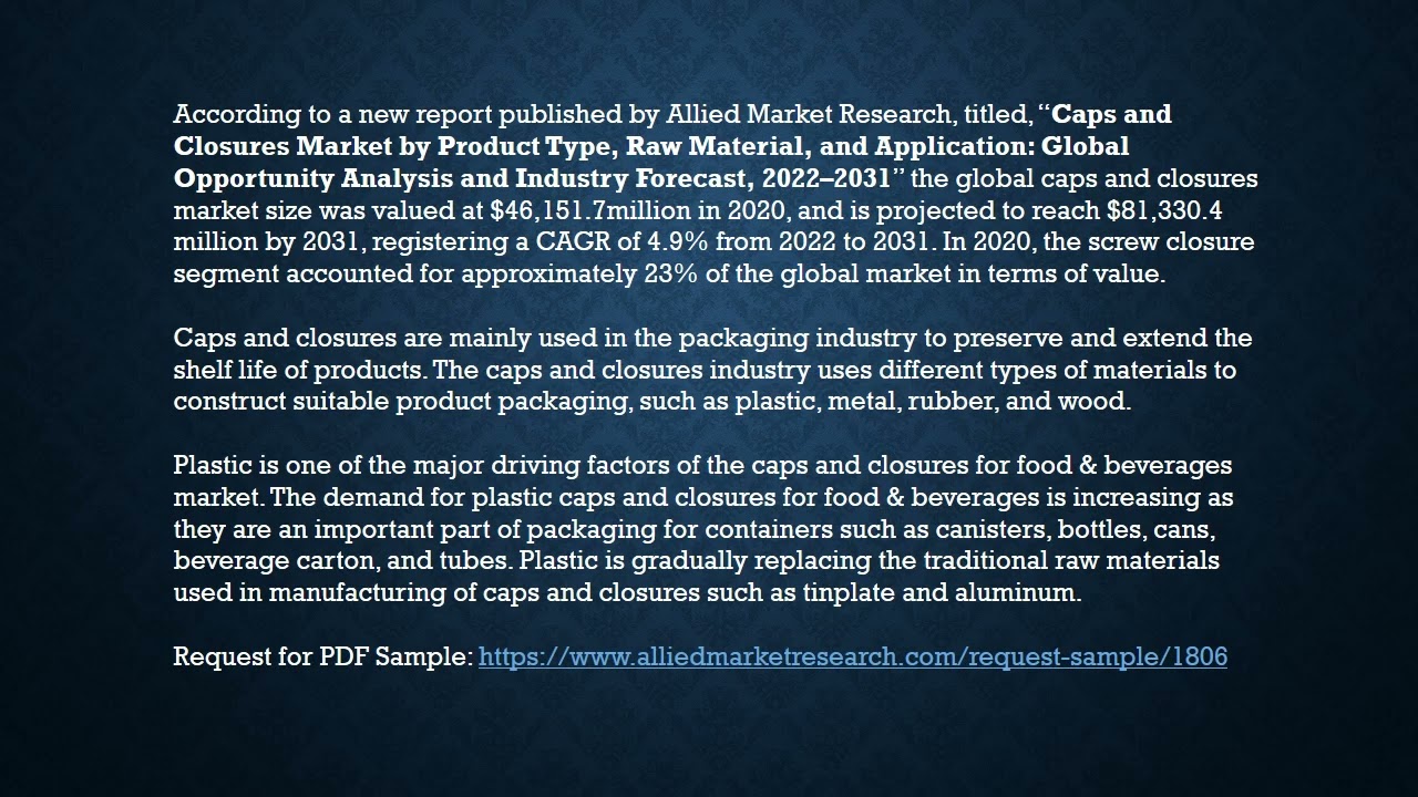 Caps and Closures Market Revenue Growth, New Launches, Regional Share Analysis & Forecast Till 2031