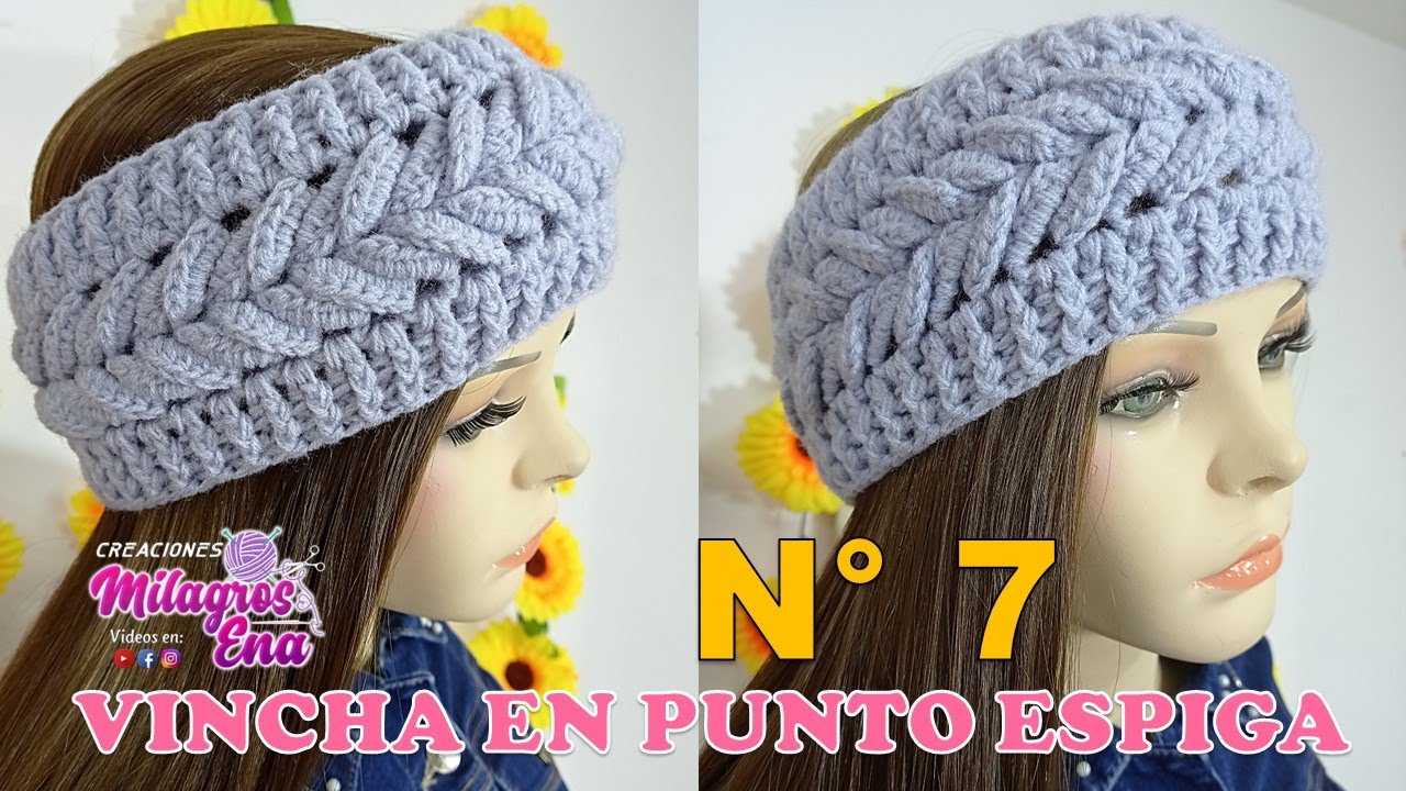Como tejer la Vincha N° 7, diadema, banda, cintillo, tiara o turbante a crochet en PUNTO ESPIGA