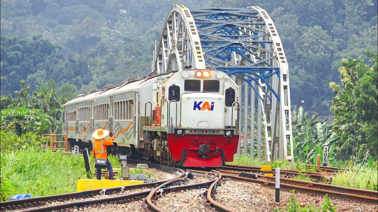 KERETA API PANJANG‼️ MENEMUKAN 23 KERETA API MELINTAS DI STASIUN JEMBATAN DAN TIKUNGAN