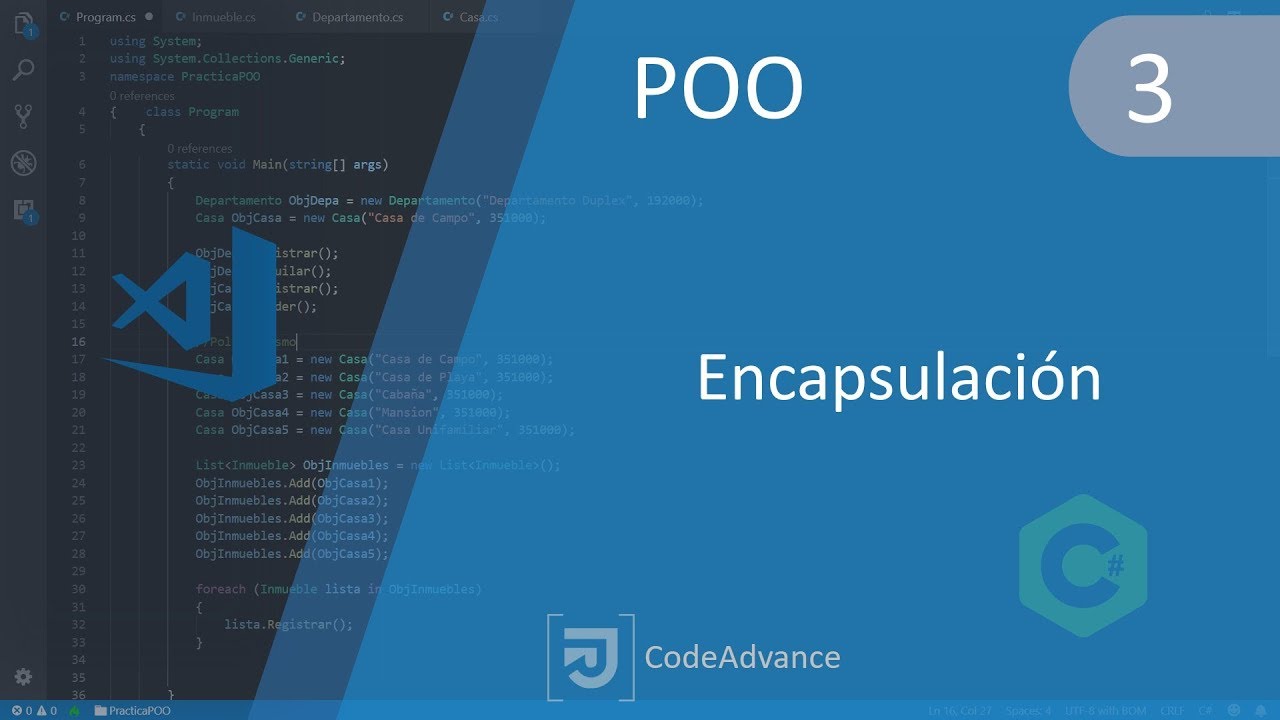 Programación Orientada a Objetos Encapsulación, Ejemplo C (POO Parte 3) YouTube