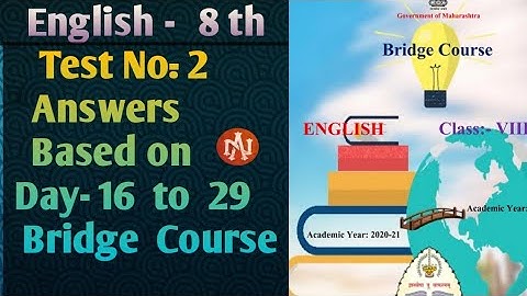 Std.8 English Test -2 | Bridge Course | Complete Answers | By Narayani Tech Academy