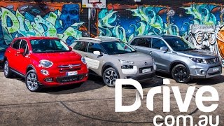 Citroen C4 Cactus v Fiat 500X v Suzuki Vitara S Turbo  | Drive.com.au