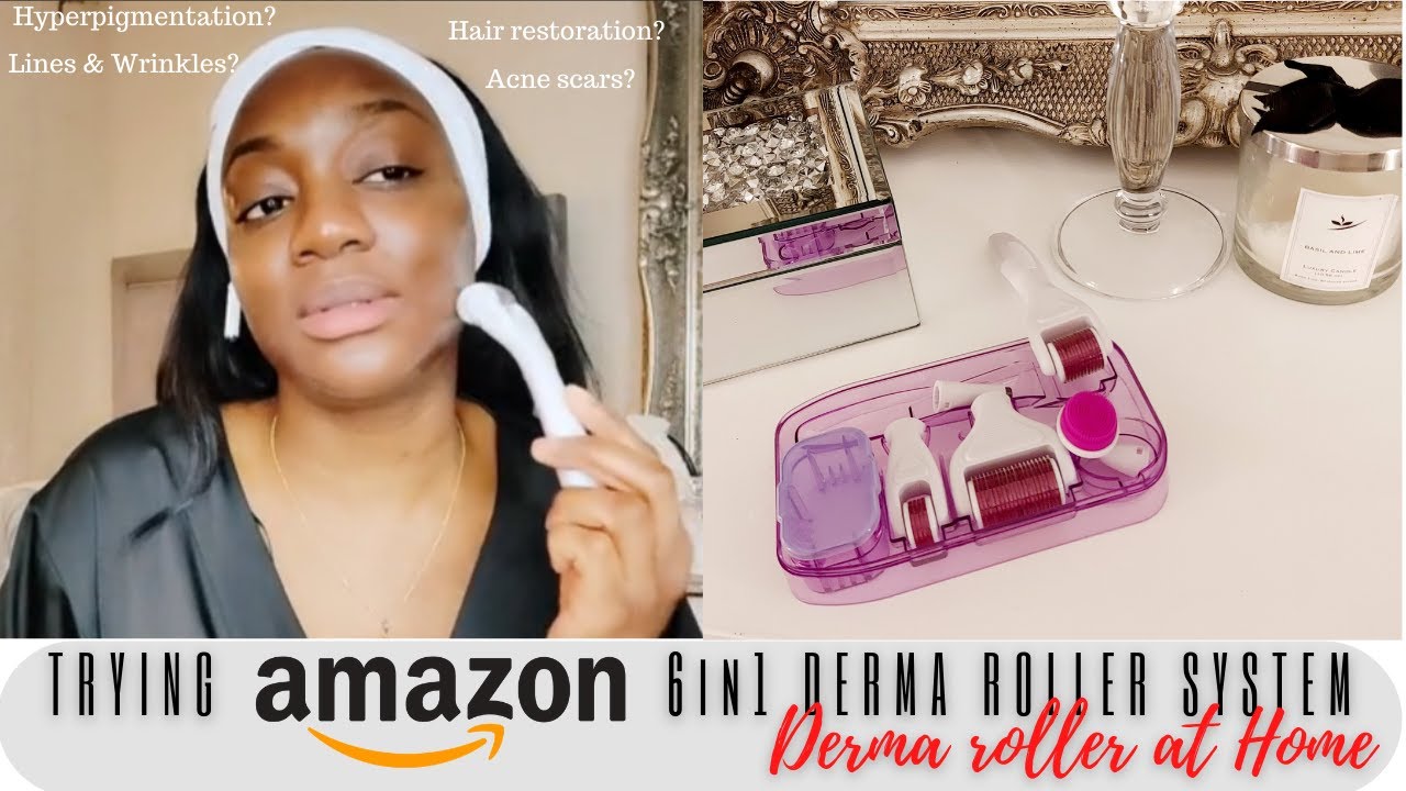 DERMA ROLLER AT HOME BEFORE AND AFTER | AN AMAZON MUST HAVE! (6in1
