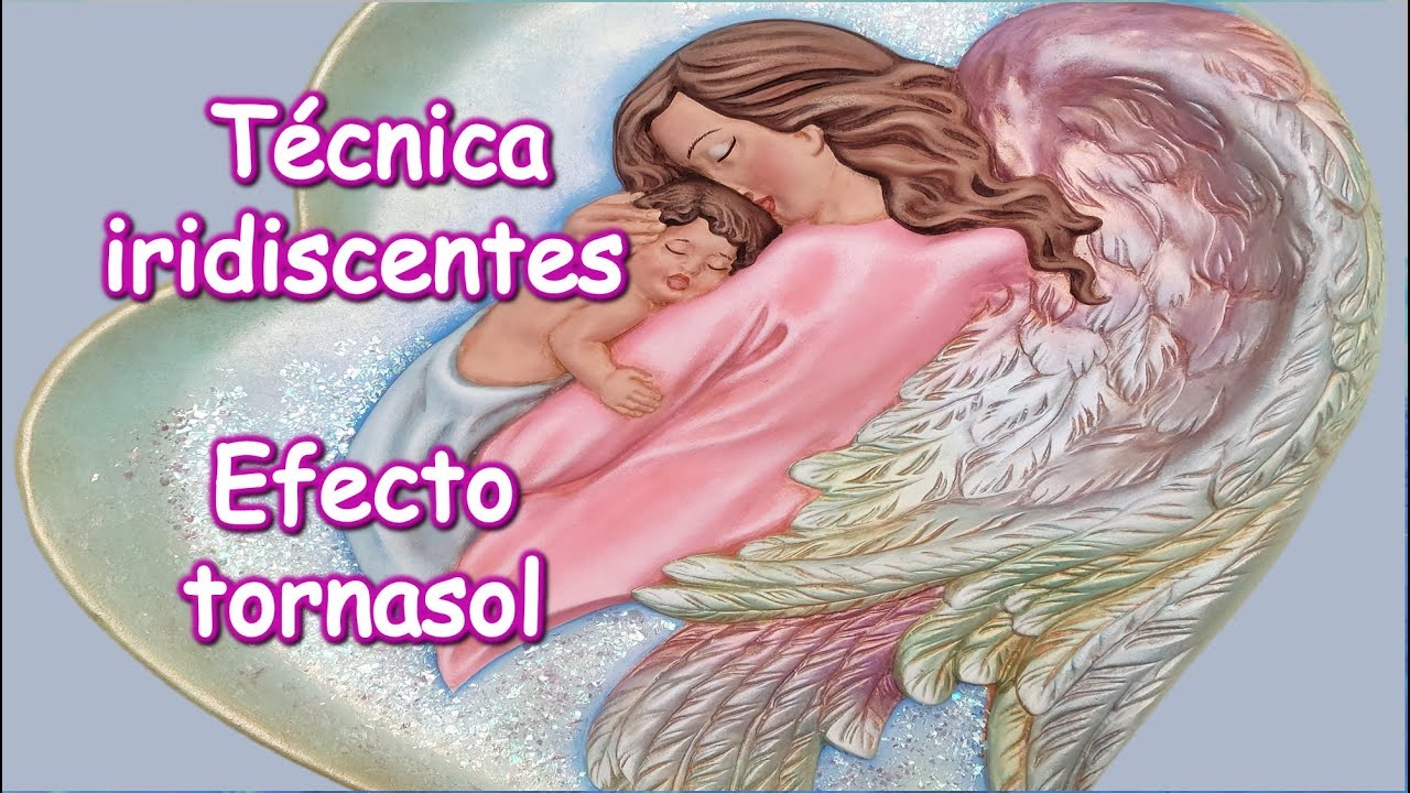Cómo pintar cerámica muy fácil/Varias técnicas en Cuadro Ángel de la Guarda/Manualidades para vender
