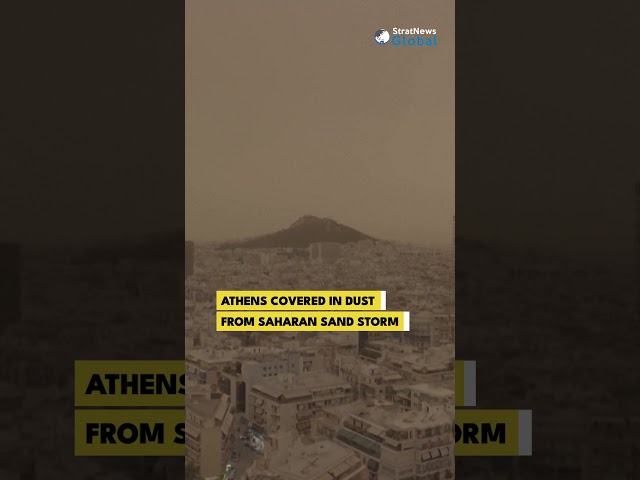 #Drone Visuals: Athens covered with dust from Saharan sand storm | #athens #greece #sahara #shorts